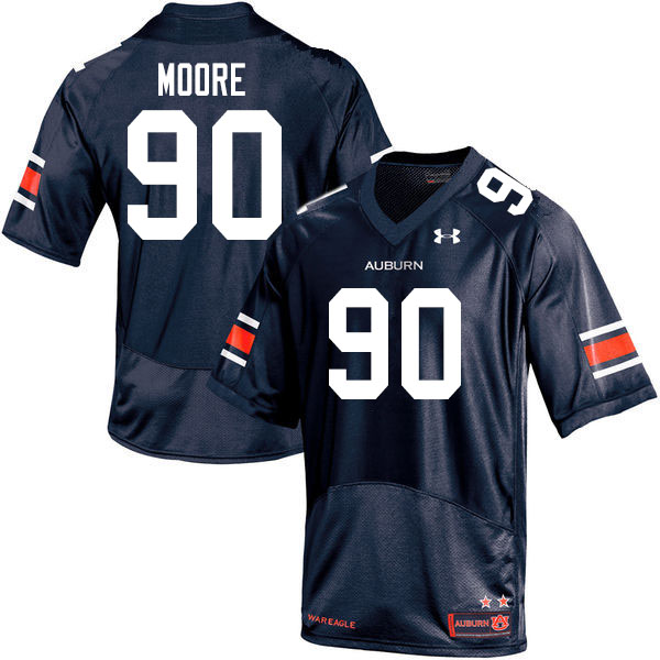 Men #90 Charles Moore Auburn Tigers College Football Jerseys Sale-Navy